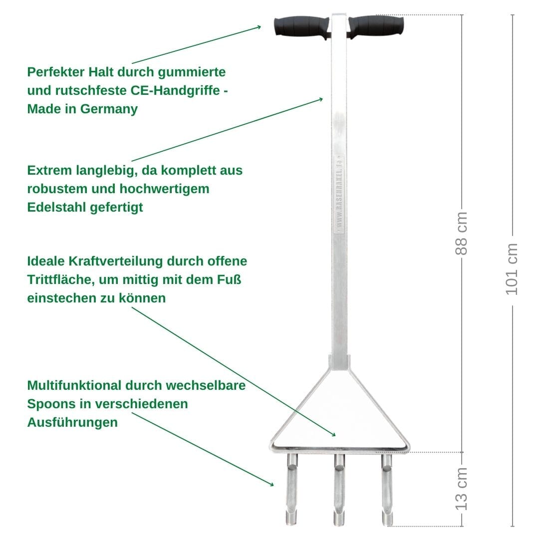RISISANI Premium Hand Aerator L-101 in Stainless Steel RISISANI Rasenrakel Germany