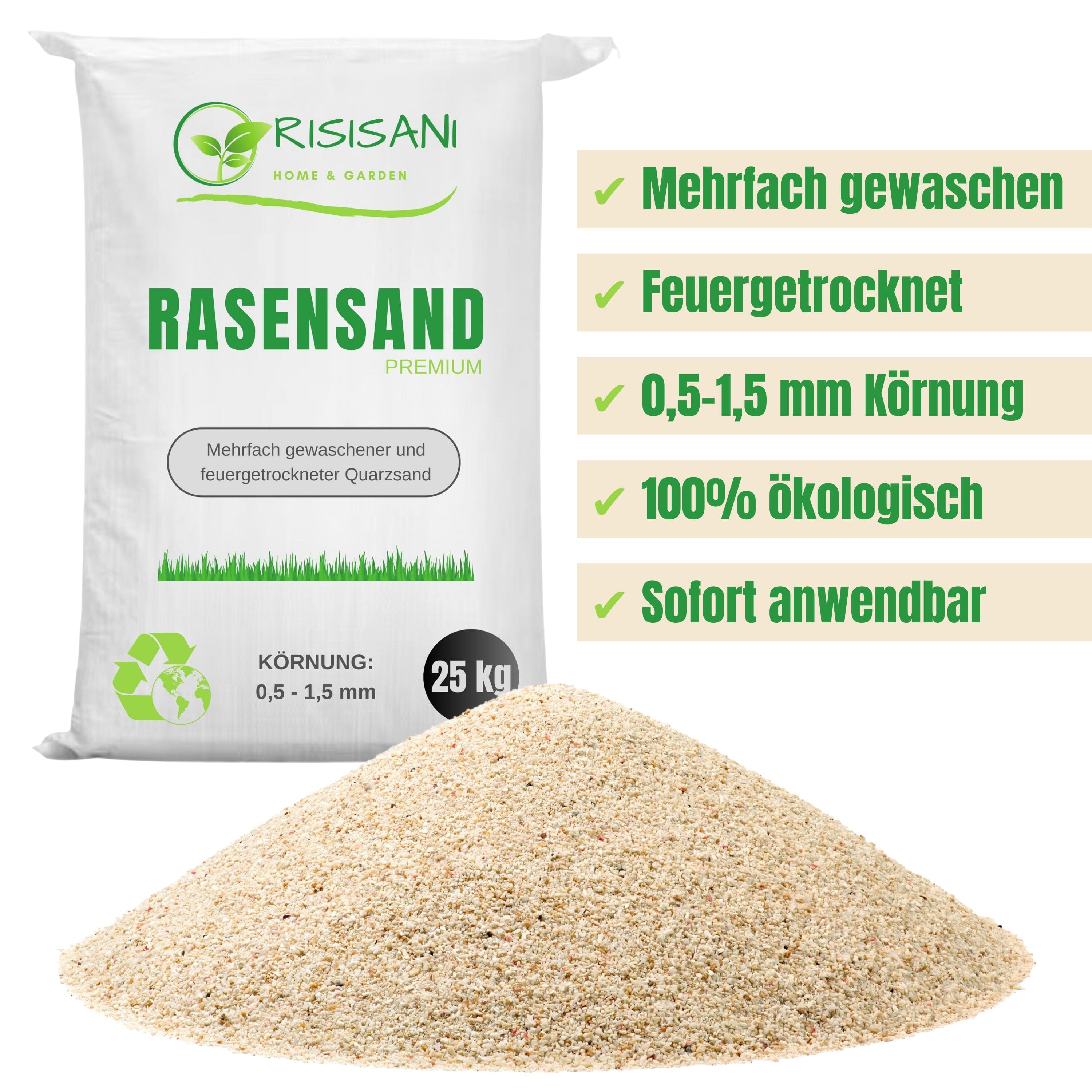 Lawn Sand Premium 0.5-1.5 mm | 25 kg | Quartz sand washed and fire-dried RISISANI Home & Garden DE